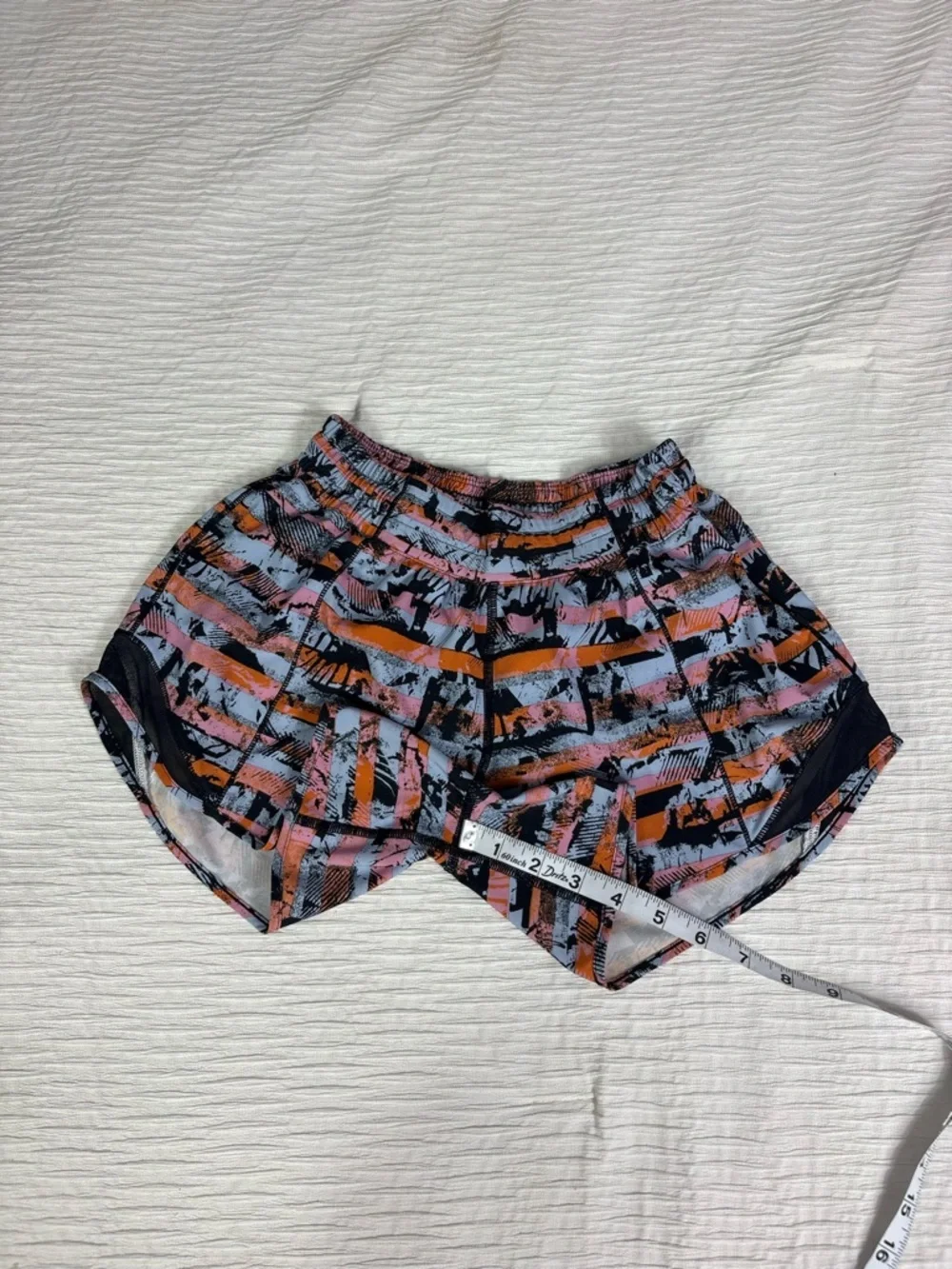 lululemon athletica Striped Athletic Shorts in Pink, Orange & Black